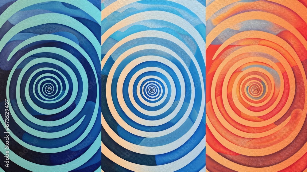 Poster energetic modern art with vibrant circular shapes and textures in a colorful dynamic abstract backgr