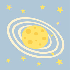 space theme with the moon surrounded by stars.