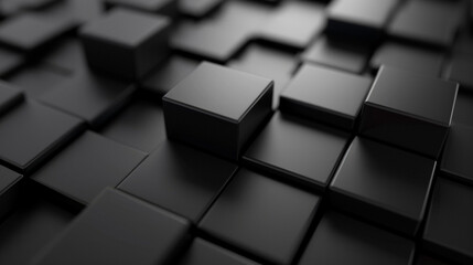black small box cube random background pixel 3d rendering