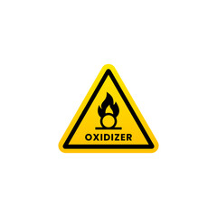 Oxidizer placard or Oxidizer warning symbol vector isolated. Best Oxidizer symbol for caution sign on your product.