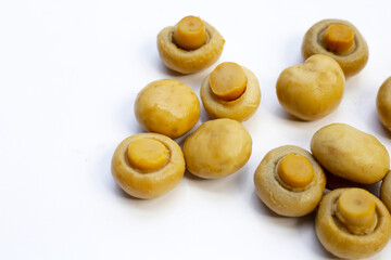 Champignon mushrooms in brine. Canned champignon mushrooms whole