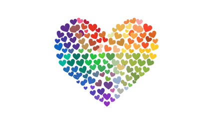 Heart Shape Made of Rainbow Colored Hearts, Symbol of Love and Diversity, Vector Art
