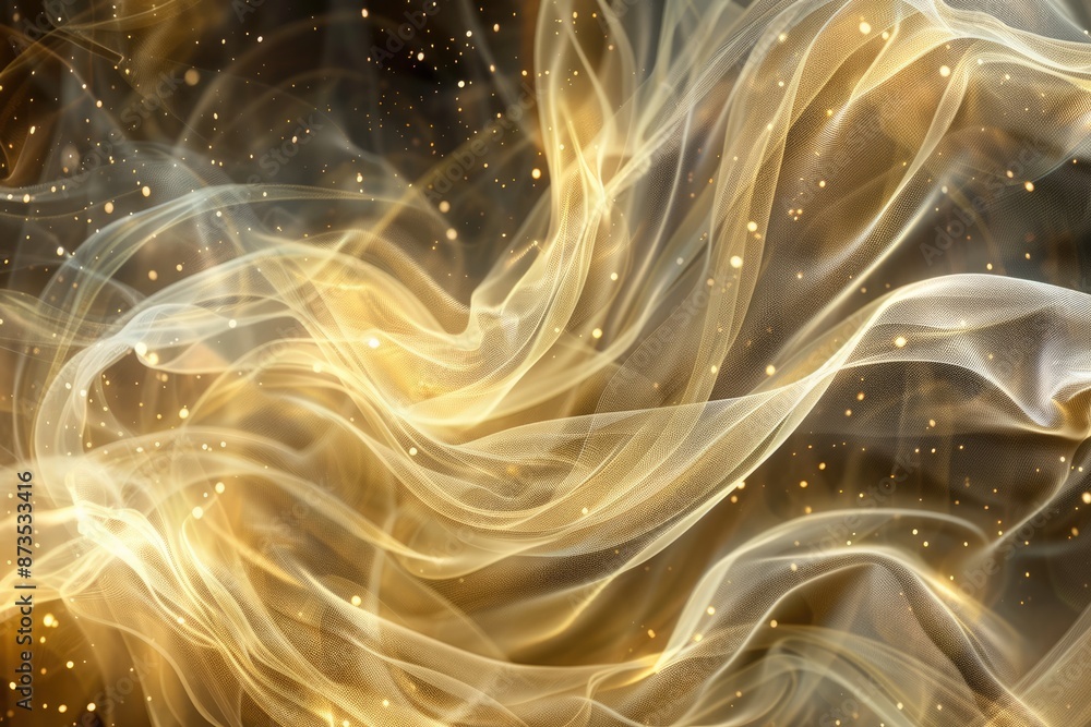 Poster dynamic abstract light waves in golden hues create a luxurious touch, perfect for backgrounds and de