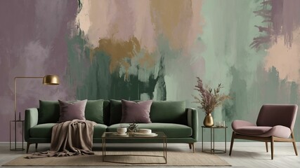 abstract color palette wallpaper with mauve sage green background