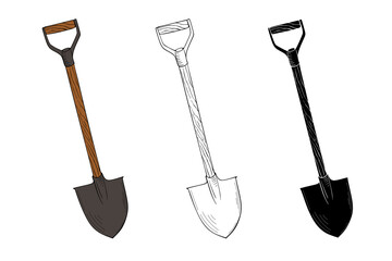 Shovel with a handle isolated on a white background