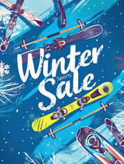 Colorful Winter Sports Sale Poster
