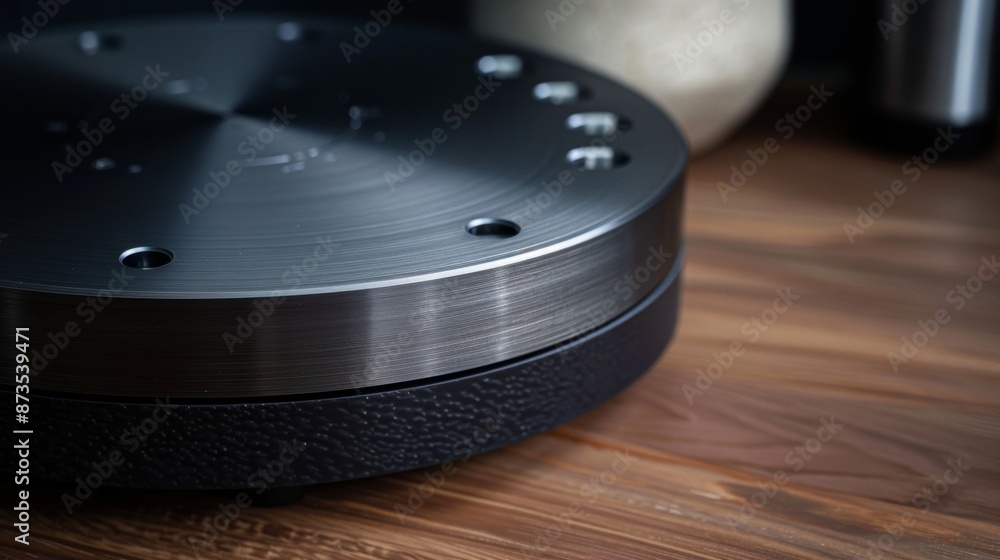 Poster the sixth photo focuses on the sleek and minimalistic design of a coffee scale with a brushed metal 