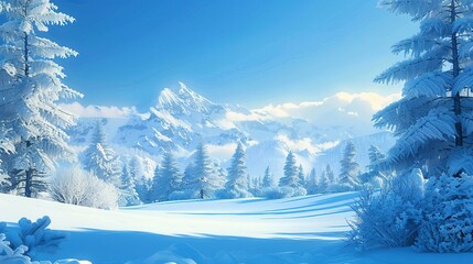 Snowy Fields Beneath a Clear Winter Sky