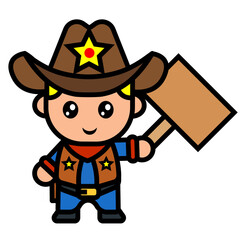 cowboy holding a board