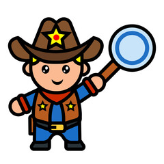 cowboy holding a magnifying glass