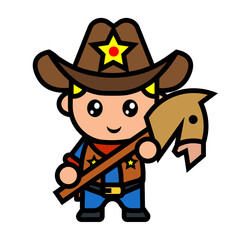 cowboy holding toy horse