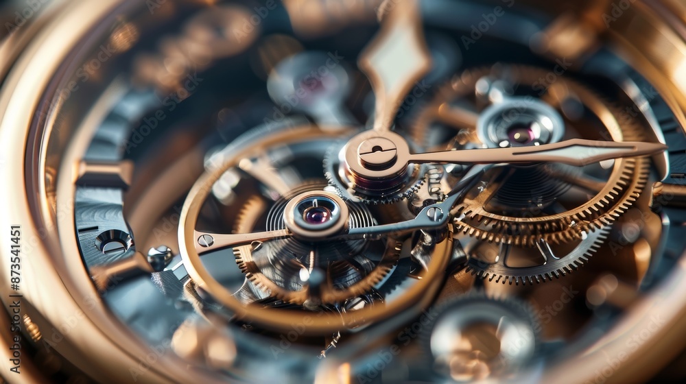 Poster an intricate view of a tourbillon watch with its mesmerizing spinning cage that counters the effects