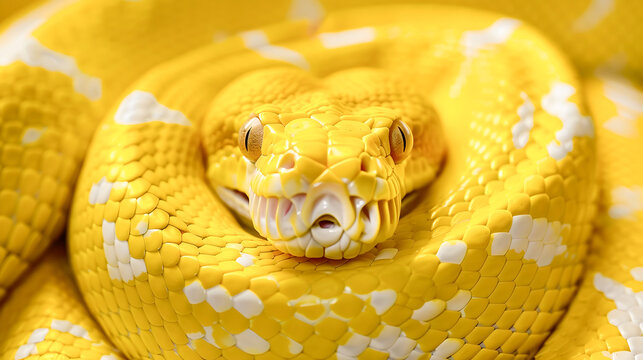 Captivating Yellow Python Coiled in Nature s Splendor Showcasing its Intricate Scales Vibrant Colors and Predatory Presence in the Wild