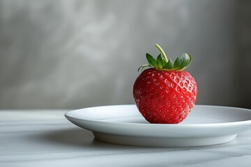 Strawberry sitting on a plate on a table, Food background