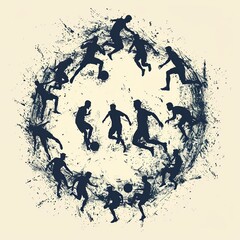 Fototapeta premium a logo with many footballers are playing football.