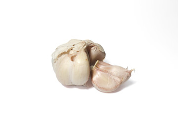 Isolated garlic. Raw garlic with segments isolated on white background. white