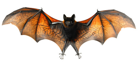Fototapeta premium A bat with a black face and orange wings