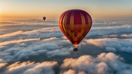 Obraz premium Hot air balloons floating above the clouds. AI.