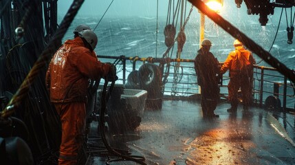 Engineers working in the rain generative ai