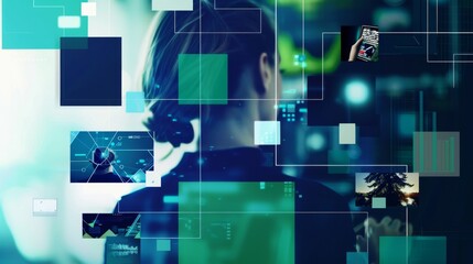 Businesswoman analyzing data and business intelligence using augmented reality