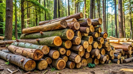 Photo of a pile of old, weathered and dry wood logs in a forest setting , forest, wood, dry, cut, logs, aged, weathered