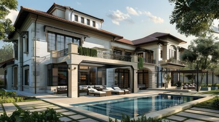 Luxury Mansion with Pool and Patio