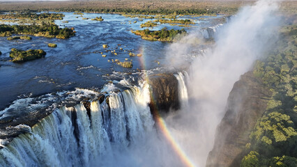 Victoria Falls At Livingstone In Northern Rhodesia Zambia. Nature Waterfall. Zambezi River...