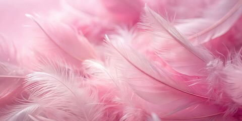 Close-up of soft pink feathers on a pink background, feathers, soft, pink, background, delicate, texture, light, fluffy, elegant