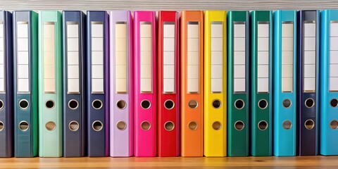 Organized assortment of binders on background , office supplies, folders, files, organization, paperwork, document