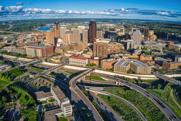 Aerial View of the St. Paul, Minnesota Skyline during Summer