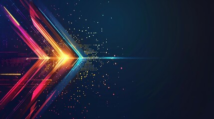Abstract Digital Art with Bright Lines and Glowing Dots