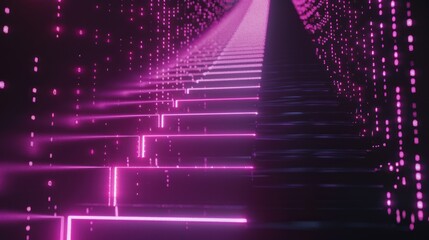 Abstract Pink Neon Lights in a Dark Room