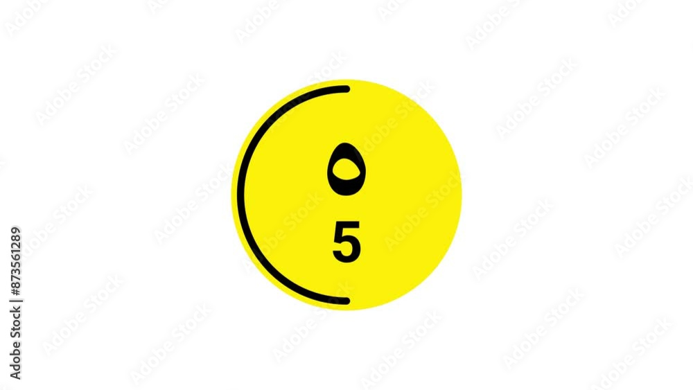 Poster 10 seconds yellow countdown timer displaying both eastern and western arabic numerals on a white bac