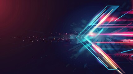 Abstract Geometric Digital Art with Neon Lights