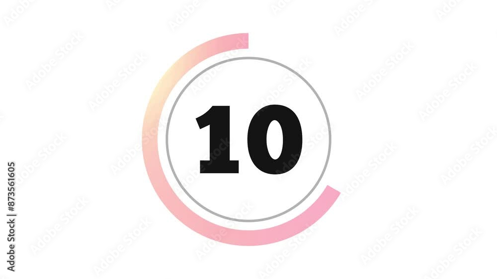 Poster double circle 15 seconds minimalist countdown timer. pink gradient on white background. thick number