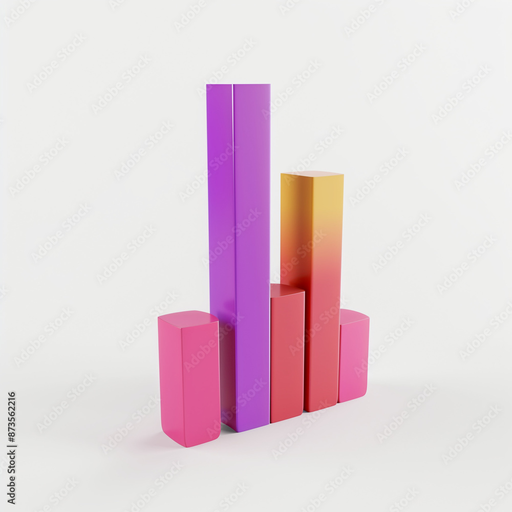 Aufkleber growth chart: a vibrant, 3d rendering of a bar graph, showcasing growth and progress with a gradient
