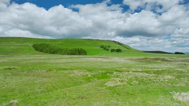 Meadows and Hills over Wharfedale from a drone, Cray, Skipton, Yorkshire Dales, North Yorkshire, England