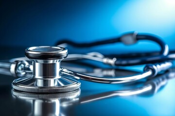 Close-Up of Stethoscope on Reflective Surface