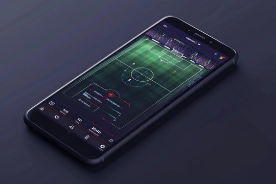 Smartphone showing live soccer data and statistics app