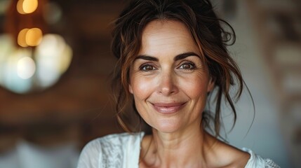 Obraz premium Portrait of a Woman with a Warm Smile