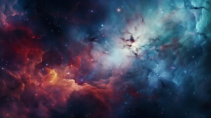 Fototapeta premium Stunning Cosmic Scene with Vibrant Nebulae and Stars