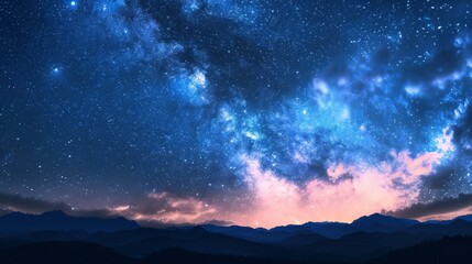 Fototapeta premium Majestic milky way illuminating night sky over mountain range