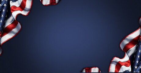 Labor Day, Veterans Day, Memorial Day, flag day background with American flag on gradient blue background 