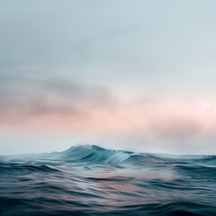 Serene ocean waves under a pastel sky during sunset, capturing the tranquil beauty and calming essence of the sea.