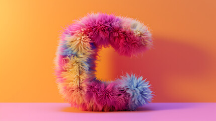 Fototapeta premium Colorful furry letter C