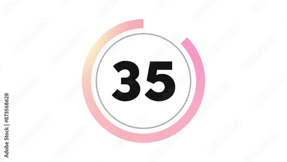 Poster double circle 40 seconds minimalist countdown timer. pink gradient on white background. thick number