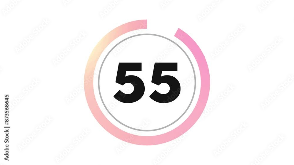 Poster double circle 60 seconds (1 minute) minimalist countdown timer. pink gradient on white background. t