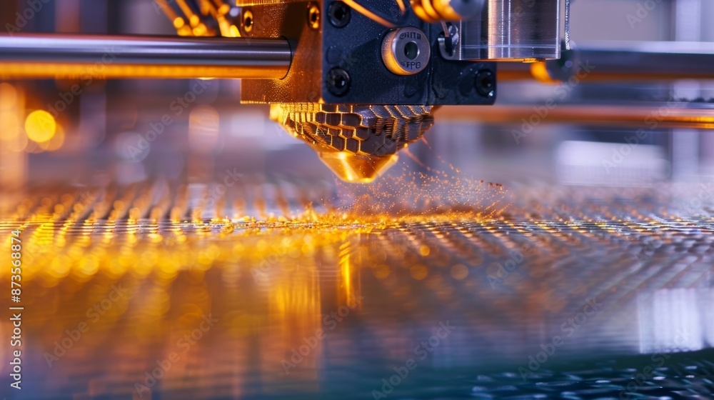 Aufkleber a macro view of a 3d printers build plate showcasing the fine details and intricate patterns being c