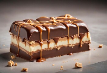 Luscious milk chocolate coated caramel and nougat Snickers confections positioned on an ornately designed, decorative background
