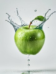 green apple in water